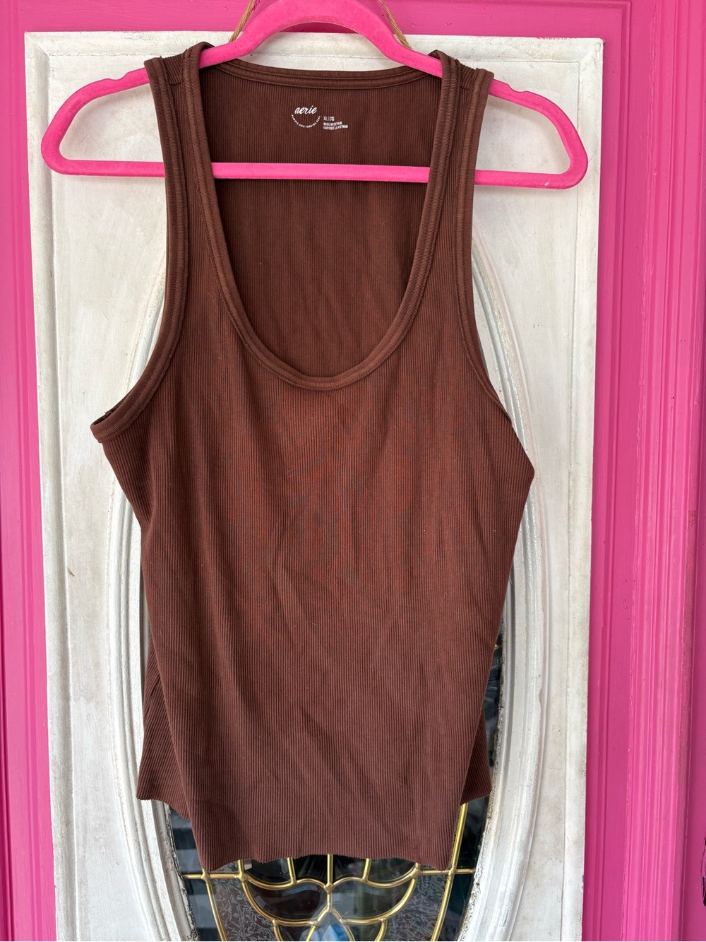 aerie Chocolate Brown Ribbed Tank Top